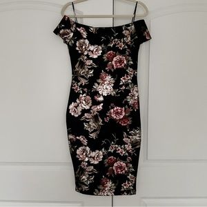 Windsor Floral Midi Dress in Black